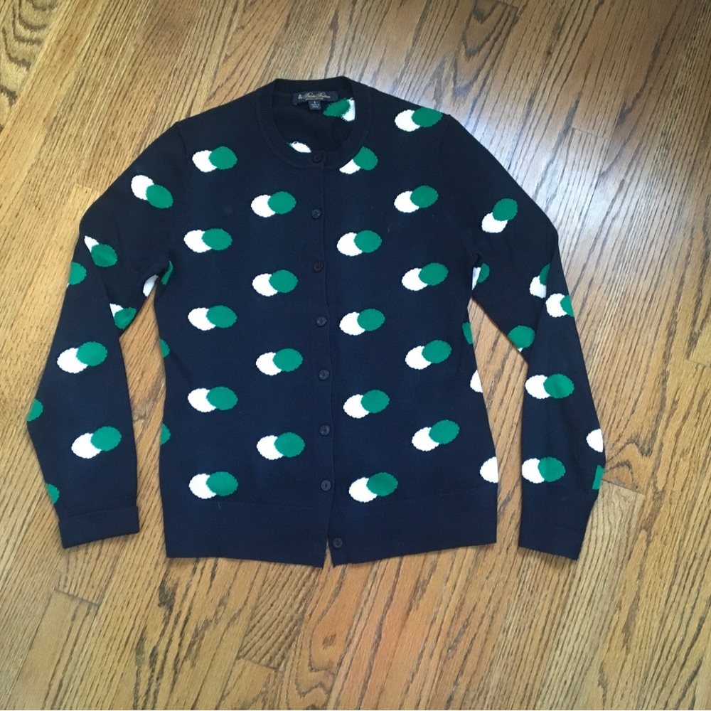 Brooks Brothers Supima Cotton Polka Dot Cardigan Sz S